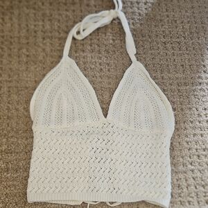 White Crochet Halter Top
